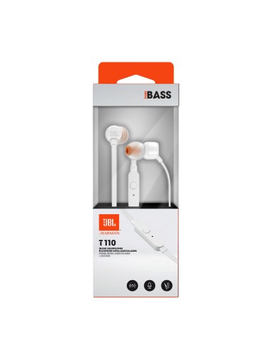 JBL T110WHT AURICOLARE IN-EAR MICROFONO FLAT BIANC