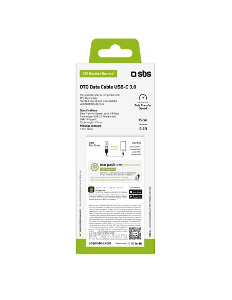 SBS TECABLEOTGTCK USB/USB-C F/M 15CM