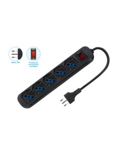 NOVALINE CE231/5PK MULTIPRESA 5 SCHUKO 10A/16A-SPINA 10A-INTERR.RESET