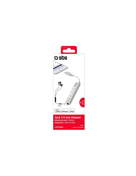 SBS TEADAPTIPJACK35W ADATTATORE APPLE LIGHTNING JACK 3,5 MM 1 MT BIANC