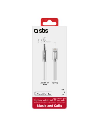 SBS TEADAPTIPJACK35W ADATTATORE APPLE LIGHTNING JACK 3,5 MM 1 MT BIANC