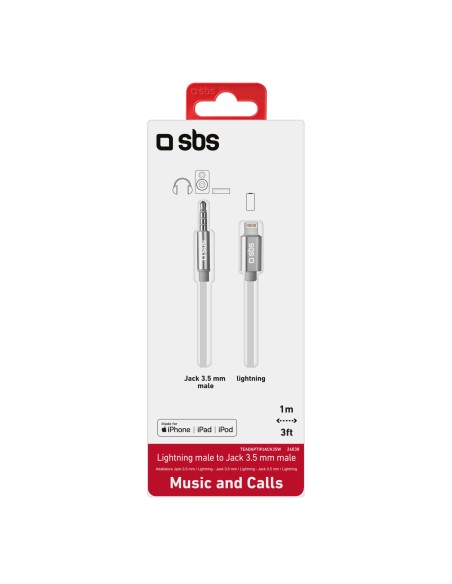 SBS TEADAPTIPJACK35W ADATTATORE APPLE LIGHTNING JACK 3,5 MM 1 MT BIANC