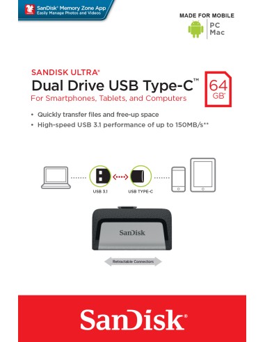 SANDISK ULTRA DUAL 64GB TYPE-C/USB 3.1