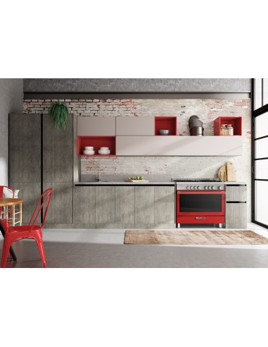 GLEM_GAS ST965MRS CUCINA 90X60 A+  4F.GAS+1TC ROSSA FORNO GIG. EL. 12F