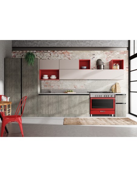 GLEM_GAS ST965MRS CUCINA 90X60 A+  4F.GAS+1TC ROSSA FORNO GIG. EL. 12F