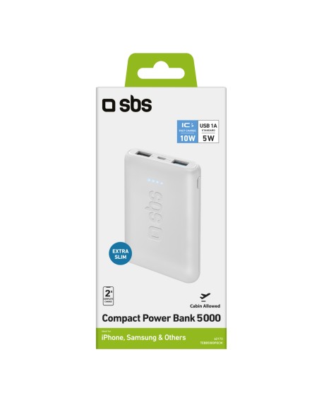 SBS TEBB5000POCW POWERBANK 5.000MAH2USB 2.1A BIANCO