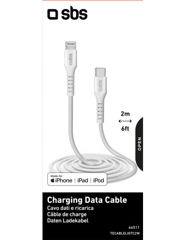SBS TECABLELIGTC2W CAVO LIGTHNING  TYPE C MFI 2MT BIANCO