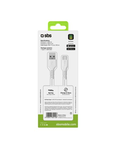SBS TECABLETYPCS1W CAVO USB/USB-C 1M BIANCO