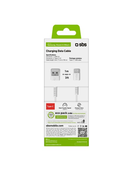 SBS TECABLETYPCS1W CAVO USB/USB-C 1M BIANCO