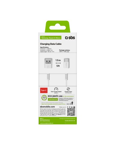 SBS TECABLEMICROC15W CAVO USB/TYPE-C 1,5M BIANCO