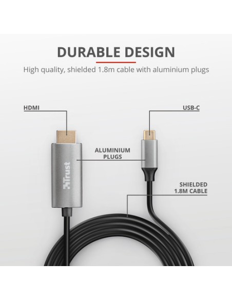 TRUST 23332 CAVO HDMI TYPE-C 1,8M