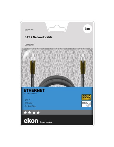 EKON 53904 CAVO RETE UTP 7 3,0M CONNETTORI DORATI GRIGIO