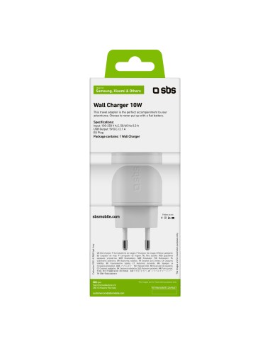 SBS TETR1USB2AWFAST CARICAB.VIAGGIOUSB 2100MAH BIANCO