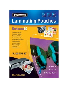 FELLOWES ENHANCE80 A4 100FG POUCHES LUCIDE