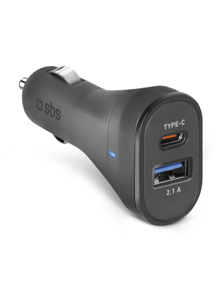 SBS TECRTC1USB2AUL CARICAB.AUTO 3100MAH ULTRA FAST CHARGE USB-C NERO