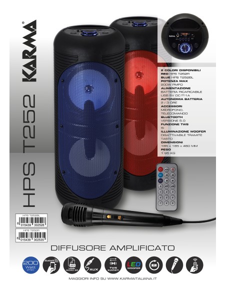 KARMA HPS T252BL DIFFUSORE AMPLIFICATO 200W