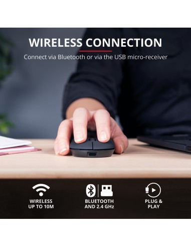 TRUST 24059 PUCK RECHARGEABLE BLUETOOTH BLACK WIRELESS MOUSE