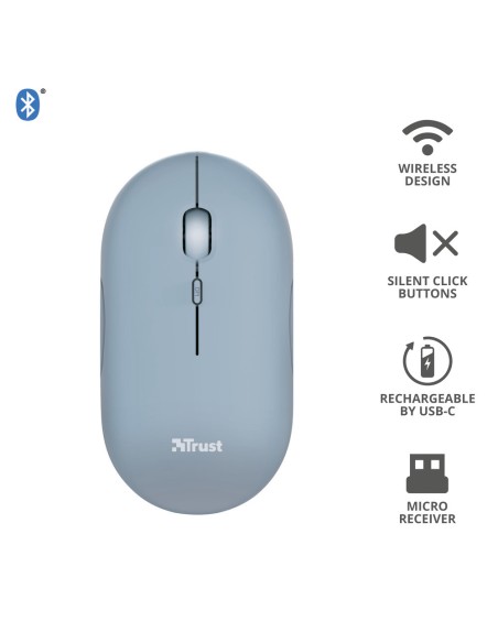 TRUST 24126 PUCK RECHARGEABLE BLUETOOTH BLUE WIRELESS MOUSE