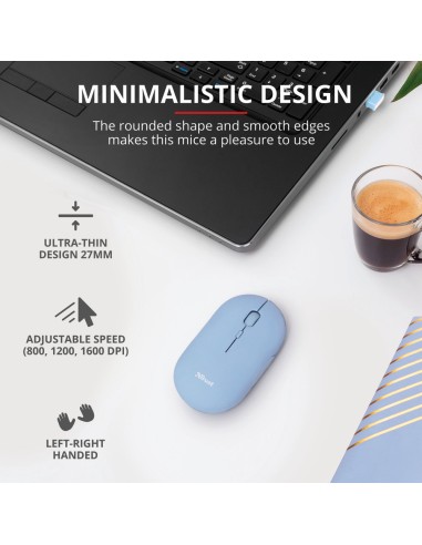 TRUST 24126 PUCK RECHARGEABLE BLUETOOTH BLUE WIRELESS MOUSE