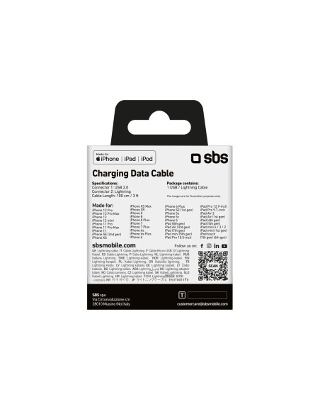 SBS TECABLEUSBIP589WHS CAVO USB LIGHTNING C-89 1M POLYBAG BIANCO