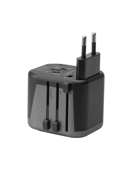 SBS TEADAPT2USBUNI ADATTATORE UNIVERSALE PRESE ESTERE 2 USB 2.1A NERO