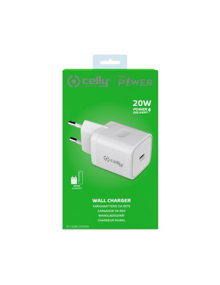 CELLY TC1USBC20WWH ALIM.RETE 20W USB-C BIANCO