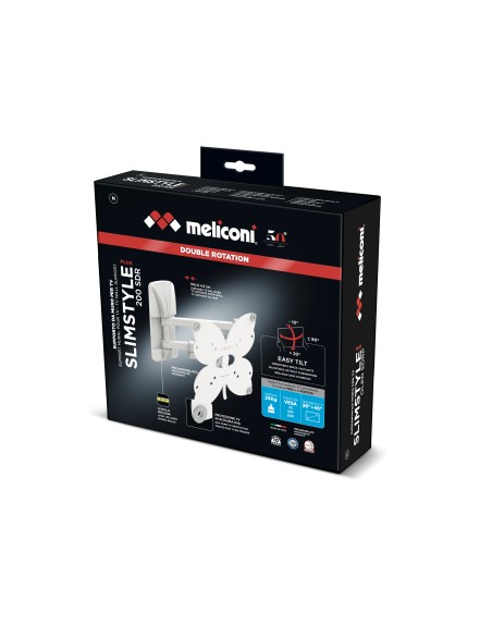MELICONI SLIMSTYLE PLUS 200SDR BIANCO STAFFA DOPPIO BRACCIO 26"/40"