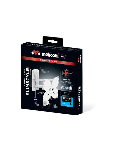 MELICONI SLIMSTYLE PLUS 200SDR BIANCO STAFFA DOPPIO BRACCIO 26"/40"