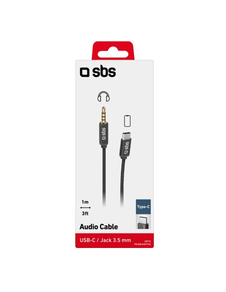 SBS TECABLE35TYCK CAVO JACK 3,5/USB-C M/M 1M NERO