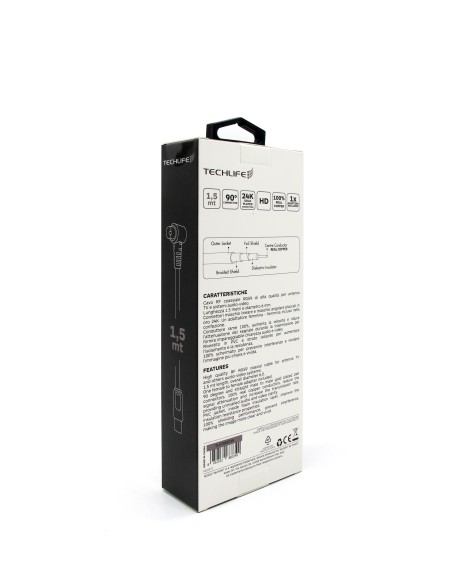 TECHLIFE TLVT0001W CAVO ANTENNA 1,5M BIANCO PREMIUM M/M CON AD. F/F