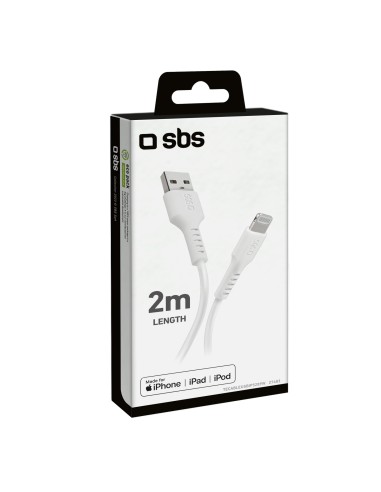 SBS TECABLEUSBIP5289W CAVO 2M USB/LIGHTNING BIANCO