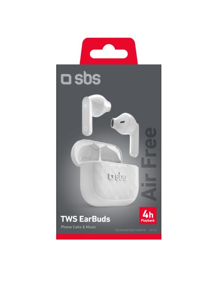 SBS TEEARAIRFREETWSBTW AURICOLARI TWS BASE 200MAH COMANDI TOUCH BIANCO