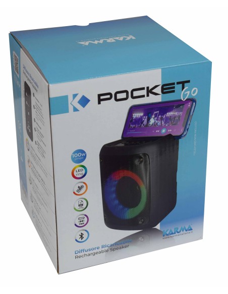 KARMA POCKET GO DIFFUSORE AMPLIFICATO RICARICABILE BLUETOOTH USB-IN