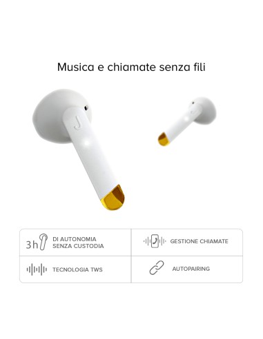 SBS TEJZEARHOOXBTW AURICOLARI TWS BASE 300MAH BIANCO