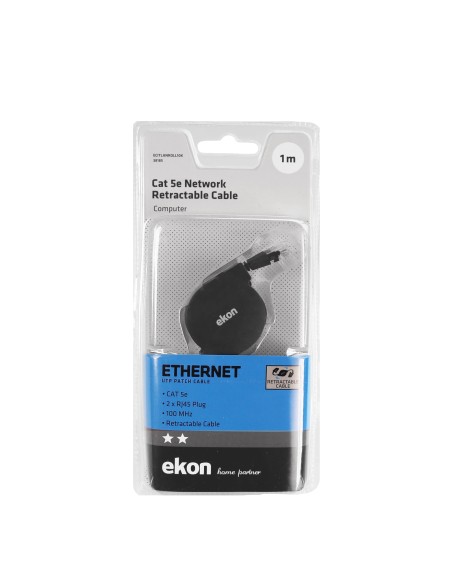 EKON 38185 CAVO RETE UTP 5E 1,0M RETRATTILE NERO
