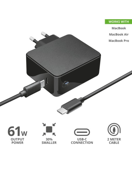 TRUST 23418 MAXO APPLE 61W USB-C   LAPTOP CHARGER