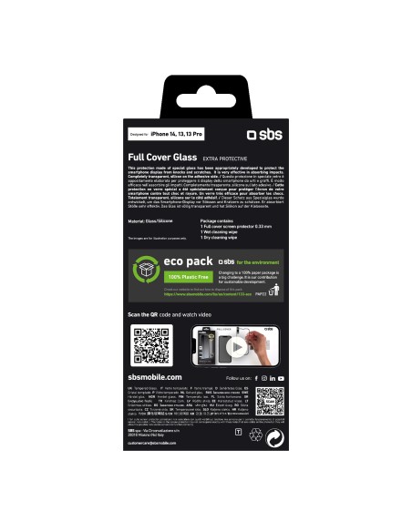 SBS TESCRFCIP1361K IPHONE 13/13 PRO/14 VETRO TEMPERATO