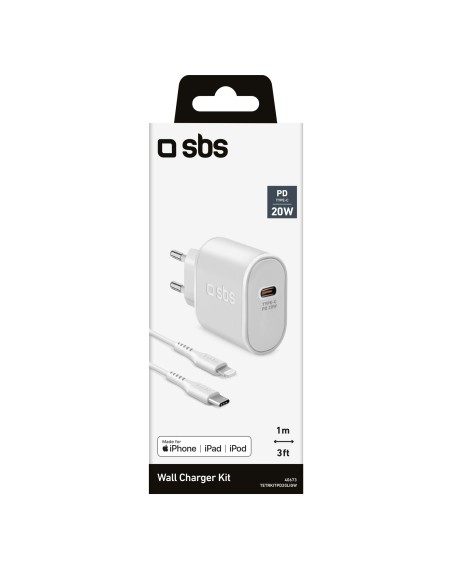 SBS TETRKITPD20LIGW ALIM.RETE USB-C 20W CAVO LIGHTNING/USB-C