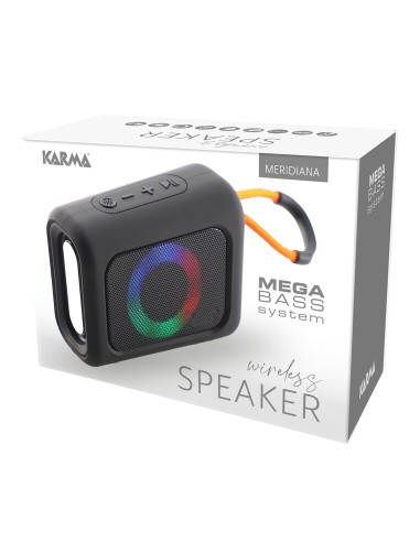 KARMA MERIDIANA NERO SPEAKER BLUETOOTH 5.0 MICROSD EFFETTI LUCE
