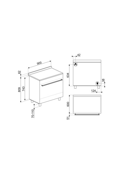 SMEG B91GMX2 CUCINA INOX 90X60 PROF. CLASSE A TERMOVENTIL. VAPOR CLEAN