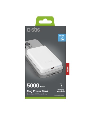 SBS TEBB5000MAG1CW POWERBANK 5000MAH MAGSAFE + USB-C 10 W BIANCO