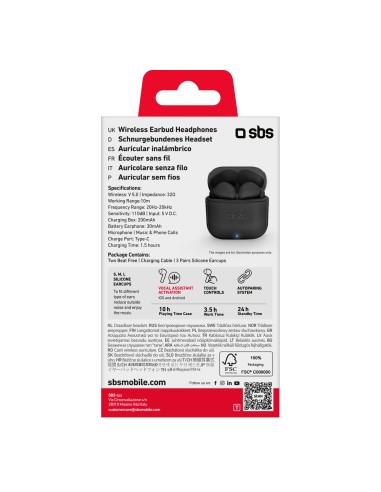 SBS TEEARTWSBEATFREEBTK AURICOLARI TWS IN-EAR TOUCH 200MAH NERO