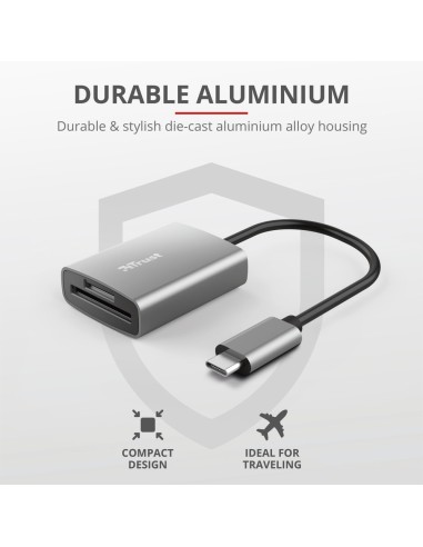 TRUST 24136 DALYX USB-C CARD READ READER IN ALLUMINIO
