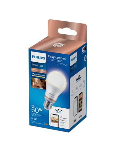 PHILIPS 372566 BIANCO 8W/60W E27 GOCCIA SMERIGLIATA DIMMER LAMP.CONN.