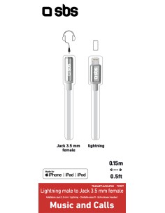 SBS TEADAPTJACKMFIW ADATTATORE APPLE LIGHTNING M A JACK 3,5 MM F BIANC