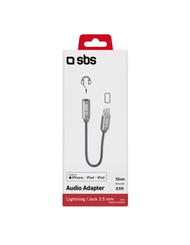 SBS TEADAPTJACKMFIW ADATTATORE APPLE LIGHTNING M A JACK 3,5 MM F BIANC