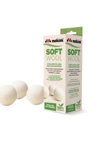 MELICONI SOFT WOOL 3PZ PALLINE LANA NATURALE PER ASCIUGATRICE