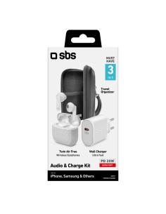 SBS TEORGKITAUDMK AUDIO & CHARGE KIT AURICOLARI TWS + ALIMENTATORE 20W 2