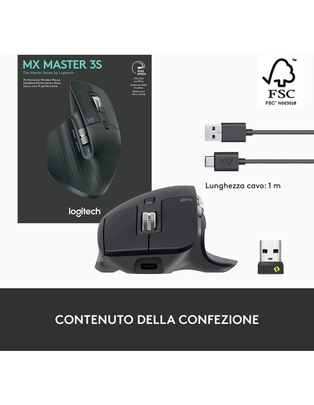 LOGITECH MX MASTER 3S GRIGIO SCURO MOUSE WIRELESS