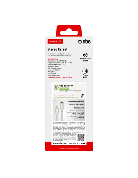 SBS TEINEARWL AURICOLARE IN-EAR TASTO RISP. BIANCO